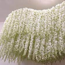 Wedding Flowers Wisteria Wall Hangs 140 Flowers 120cm Long Artificial Leaves Rattan Plants Garland Garland Hanging Plants Vine Fake Garlands Hanging Flowers Wedding Artificial Silk Flowers Silk Hydrangeas