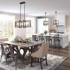 Kitchen island lighting modern farmhouse. Lnc Farmhouse Chandelier Modern Farmhouse Dining Room Light Fixture Natural Wood Black Kitchen Island Lighting A03429 The Home Depot
