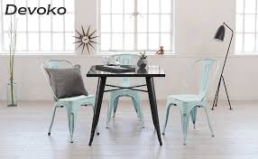On the second floor clifford reached his study, turned on the light over the table and dropped into the chair before it. Amazon Com Devoko Metal Indoor Outdoor Chairs Distressed Style Kitchen Dining Chairs Stackable Side Chairs With Back Set Of 4 Blue Home Kitchen