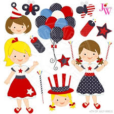 Check them out if you need some adorable clipart for your projects! 4th Of July Girls Cute Digital Clipart Patriotic Graphics By Jw Illustrations