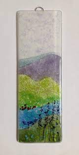 Landscape In Fused Glass Kiln Fused Glass Panel Ready To Hang By Fired Creations Info Firedcr Fused Glass Wall Art Glass Fusing Projects Fused Glass Panel