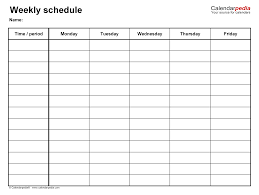 A weekly schedule template is great for routine items or special ensure adequate shift coverage with an employee schedule template, and use a schedule maker to track vacations, personal days, sick days, or other. Free Weekly Schedules For Pdf 18 Templates