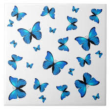 Blue Butterflies Ceramic Tile Zazzle Com In 2021 Pastel Blue Background Blue Butterfly Wallpaper Cute Blue Wallpaper