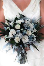 Maybe you would like to learn more about one of these? Slate Blue Wedding Flowers Informal Dusty Blue Slate Blue Steel Blue Ivory And Gray Dri Blue Wedding Flowers Flower Bouquet Wedding Winter Wedding Flowers