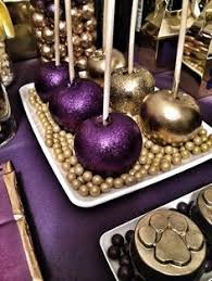 Black And Gold Candy Apples Purple And Gold Candy Apples Candy Apples Sweet 16 Purple And Gold Wedding