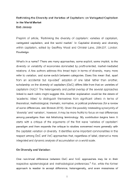 Pdf Rethinking The Diversity And Varieties Of Capitalism On Variegated Capitalism In The World Market