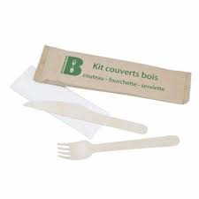 Couverts En Bouleau Kit 3 Pieces Couteau Fourchette Et Serviette Lot De 250 Fourniresto
