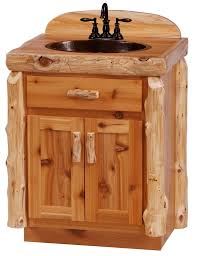 Cedar, glass tile, bamboo plywood, and caesarstone bring a rich pallette of materials into this small bathroom. 24 In Cedar Log Bathroom Vanity With Cedar Log Accents The Log Furniture Store