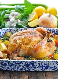 Place chicken in a roasting pan, and season generously inside and out with salt and pepper. Crispy Roast Chicken With Vegetables The Seasoned Mom
