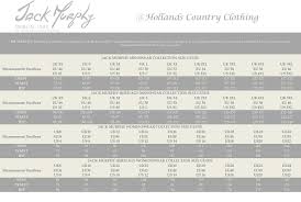 Jack Murphy Clothing Size Chart At Hollands Country