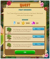 You can earn a limited amount of resources by completing quests. Island Of The Plant Kingdom Taonga Player Support