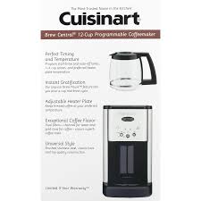 With a smooth black finish accented with stainless steel, the coffee maker will always have great coffee waiting for you on your kitchen countertop. Cuisinart Brew Central 12 Cup Programmable Stainless Steel Coffee Maker Walmart Com Walmart Com