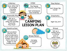 Numbers, letters, shapes, colors, reading. Preschool Camping Lesson Planning Ideas