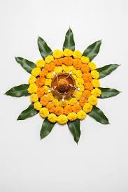 Flower Rangoli For Diwali Or Pongal Or Onam Made Using Marigold Or Zendu Flowers Affiliate Mar In 2020 Flower Rangoli Flower Decorations Diy Simple Flower Rangoli
