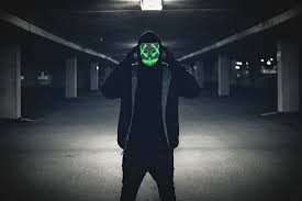 Share the best gifs now >>> Hd Wallpaper Man Mask Hood Anonymous Glow Wallpaper Flare