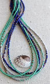 Multi Strand Seed Beaded Necklace Mint Green And Cobalt Blue Etsy Beaded Necklace Seed Bead Necklace Beaded Jewels