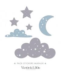 pack stickers nuages bleu lune etoiles victor liloo studio stickers nuage decoration chambre enfant nuage