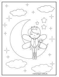 Het elfje tinkerbel ken je vast wel? Kleurplaat Maanfee Gratis Kleurplaten