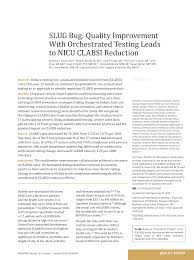 SLUG Bug: Quality Improvement With Orchestrated Testing Leads to NICU  CLABSI Reduction
