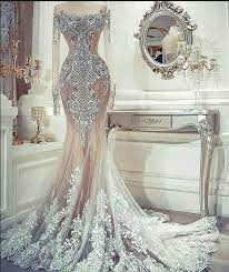 240 50 Lavish Tulle Satin Jewel Neckline Mermaid Evening Dress With Lace Appliques Magbridal Com Cn Mermaid Evening Dresses Bling Wedding Dress Designer Wedding Gowns