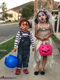 The chuckie costume was purchased, the face was the real diy part! Zombie Bride Chucky Costume Diy Costumes Under 45