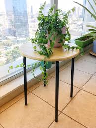 A Wood Metal Round Side Table From Two Ikea Items Ikea Hackers Round Side Table Round Metal Side Table Side Table