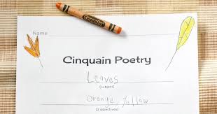 One noun two adjectives three gerunds (words + ing) a short sentence. Cinquain Poetry For Kids Still Playing School