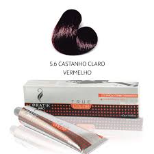 Creme para coloração permanente de alto brilho, com pigmentos vegetais. Tinta Castanho Claro Vermelho 5 6 60g