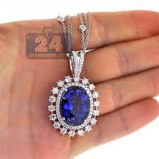 Womens Blue Sapphire Diamond Pendant Necklace 18k Gold 29 26 Ct Blue Sapphire Diamond Pendant Blue Sapphire Pendant Sapphire Diamond Pendant