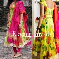 Beranda partywear floral anarkali gown : Floral Kalamkari Dresses Long Dress Design Kurta Designs Women