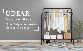 Maybe you would like to learn more about one of these? Encarguelo Com Udear Garment Rack Freestanding Hanger Double Rods Multi Functional Bedroom Clothing Rack Black