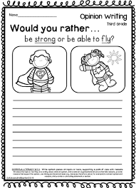Third Grade Opinion Writing Prompts And Worksheets Elementary Writing Homeschool Writing First Grade Writing