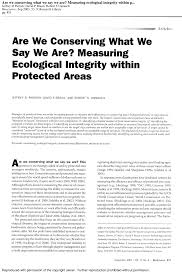 Pdf Are We Conserving What We Say We Are Measuring Ecological Integrity Within Protected Areas