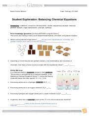 Preview of sample student exploration cell energy cycle answer key activity a. Balancingchemequationsse Name Keona Mouton Date Student Exploration Balancing Chemical Equations Vocabulary Coefficient Compound Decomposition Course Hero