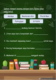Jul 01, 2021 · kelebihan buku ini banyak sekali, contohnya bahasa yang lugas, tidak menggurui, bersahabat, dan khas anak remaja kini. Latihan Kata Nama Khas Worksheet