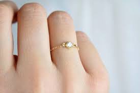 Alternating white and canary cubic zirconia. Cubic Zirconia Chain Ring Cz Diamond Ring 14k Gold Filled Etsy Cz Diamond Chain Ring Delicate Stacking Rings