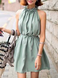 Cute Ruffle Collar Belted Solid Color Dress For Women More Women S Dresses Dress For Women Http Amzn To 2 Fashion Summer Dresses For Women Womens Dresses