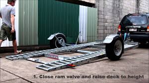 Our series of car trailers and optional extras and accessories create incredible versatility across our range that allows us to fit all vehicle transportation requirements. Raceking Car Trailers Just 4 Degrees Loading Without Ramps Diy Kits Available Race Car Trailer Youtube