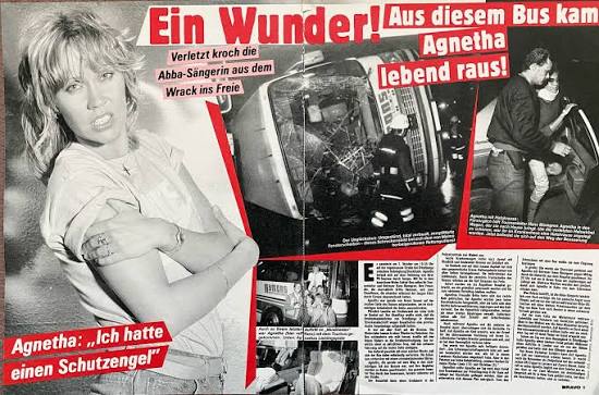 My heart nearly stopped: Agnetha's scary bus accident! I still remember how  shocked I was when I saw these photos in BRAVO😮 Thank goodness it all  ended relatively harmlessly🙏 Nowadays, you'd probably