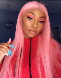 Black And Pink Lace Front Wig Human Virgin Hair Pink Pre Plucked Lace Front Wig For Black Woman Free Shipping Ls7112