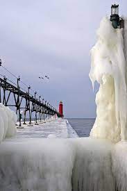 Iced Over Beautiful Lighthouse Grand Haven Winter Scenes