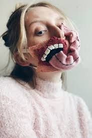 Decorative Face Masks Playfully Encourage Social Distancing With Their Bizarre Knittings In 2020 Fashion Face Mask Fashion Mask Mask