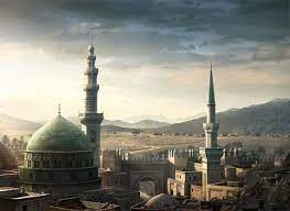 المدينة المنورة قديم ا في ساعة الغسق كما صورها ورسمها رافايل لاكوست islamic architecture islamic world architecture