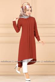 Moda Selvim Incili Peplum Tesettur Tunik Pl906 Kiremit Kadin Giyim Moda Kiyafet