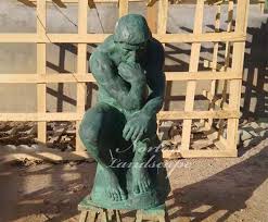 Plating man bust art sculpture retro boy bust figure figurines creative resin crafts european home decorations r5080. Custom Antique Hand Carved Copper Bronze Thinking Man Statues Sculpture