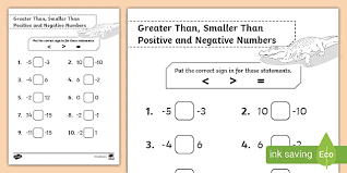 ks3 ks4 maths student led practice sheets positive and negative number