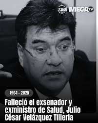 ÚLTIMO MOMENTO:➡️Falleció Julio César Velázquez Tilleria, exsenador,  expresidente del Congreso y exministro de Salud, quien actualmente era  miembro del Consejo de Yacyretá. Nacido en febrero de 1964, Velázquez  Tilleria tuvo una larga