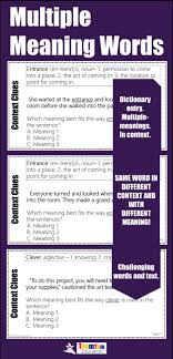 Multiple Meaning Words Task Cards 12 Cards With Challenging Text Featuring Dictionary Entries An Multiple Meaning Words Context Clues Task Cards Context Clues