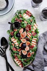 Dicing the ingredients to the same size helps mix them evenly, so you don't end up with all of the good stuff sinking to the bottom of the bowl. Fig Salad With Halloumi Baby Kale Spinach Recipe For Fall Dinner Parties