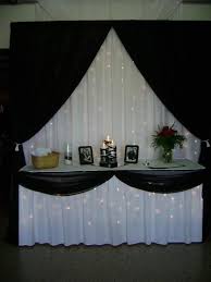 Black And White Backdrops For Events White Drapery Lights Backdrop W Black Curtains Black Chiffon Decoracion De Iglesia Decoraciones De 15anos Cortinas Purpura